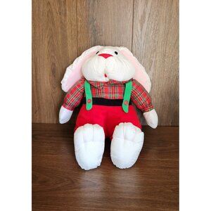 Nylon Christmas Rabbit Bunny 15" International Silver Co Stuffed Animal Toy